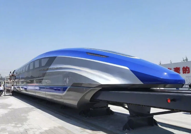 大陸高速磁浮列車外觀。新華視點