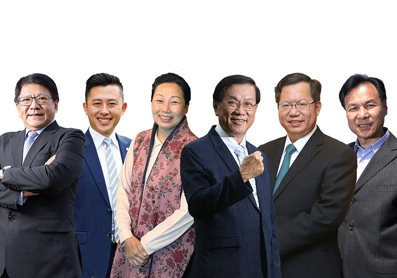 圖左到右依序為屏東縣長潘孟安、新竹市長林智堅、花蓮縣長徐榛蔚、南投縣長林明溱、桃園市長鄭文燦和連江縣長劉增應。