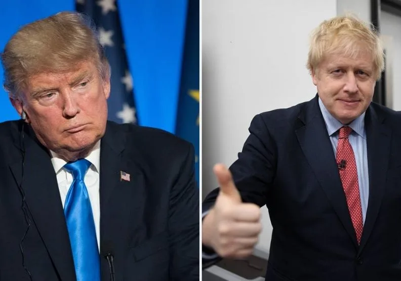 圖／美國總統川普（左）與英國首相強森（右）。取自@BorisJohnson twitter, shutterstock