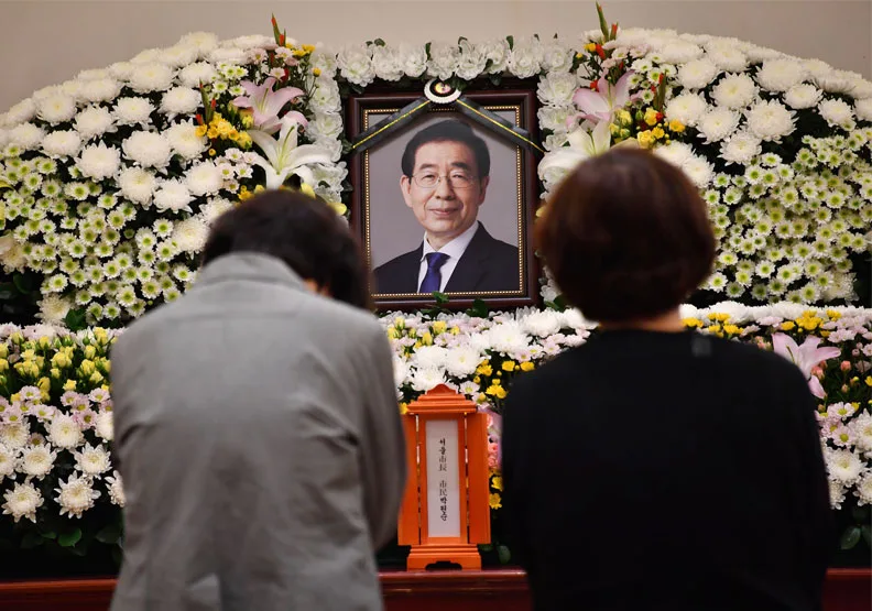 圖／首爾市長朴元淳10日深夜被警消發現陳屍於北岳山。達志影像