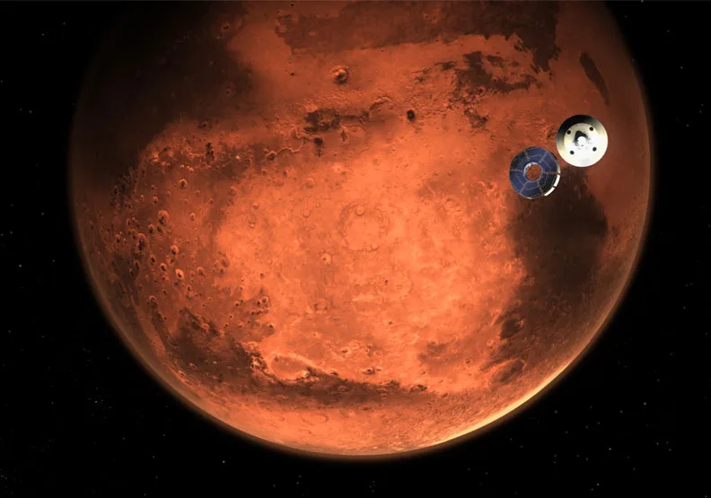 圖／「毅力號」登陸火星前的影像。NASA