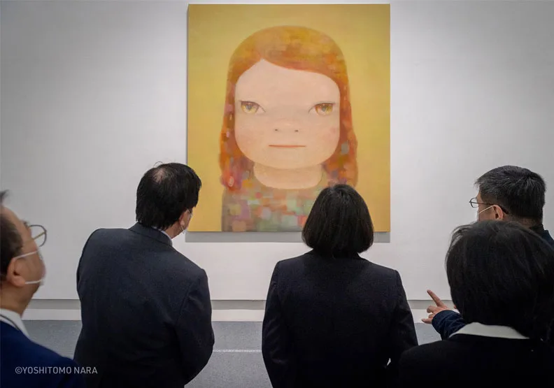 圖／總統蔡英文出席奈良美智特展，開展前一日的記者會。總統府提供