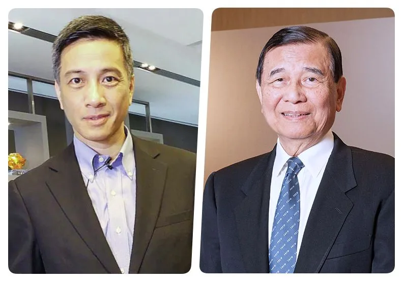 圖／東元會長黃茂雄（右）與長子黃育仁（左）。菱光科技提供、遠見資料庫