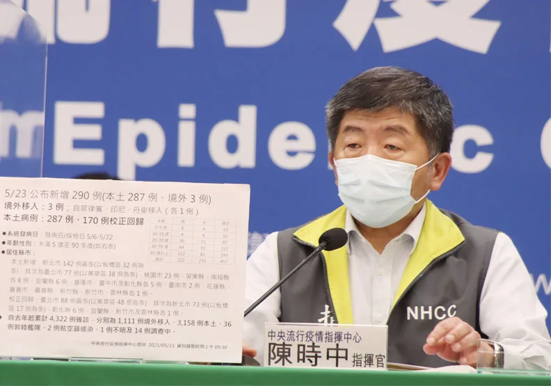 國內新冠肺炎疫情持續延燒，陳時中指揮官表示，全國疫情三級警戒升、降級，本週將是關鍵期。中央流行疫情指揮中心提供