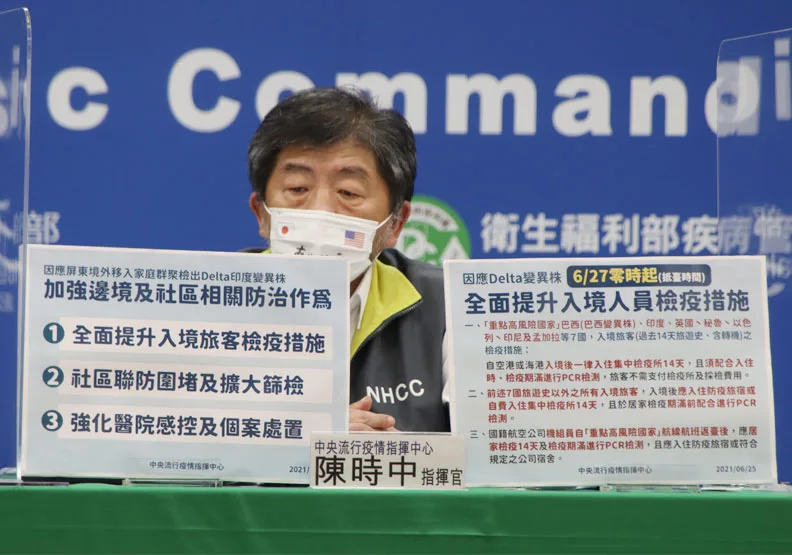 今新增76例本土病例、5例死亡個案。疫情指揮中心指揮官陳時中表示，為防Delta變異株入侵，未來將在社區擴大篩檢，並要求各地政府落實疫調。中央流行疫情指揮中心提供