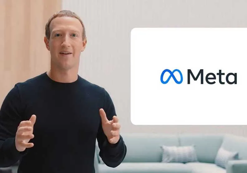 臉書創辦人祖克柏親自宣布，臉書更名為Meta。擷取自Meta發布會。