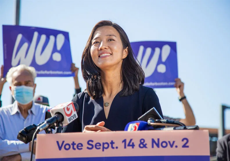 圖／台裔吳弭黨選美國波士頓市長。取自Michelle Wu臉書