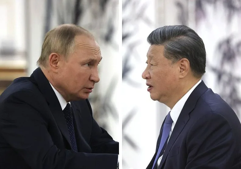 圖／習近平15日在烏茲別克舉辦的上海合作組織峰會與俄羅斯總統普丁會晤。President of Russia官網