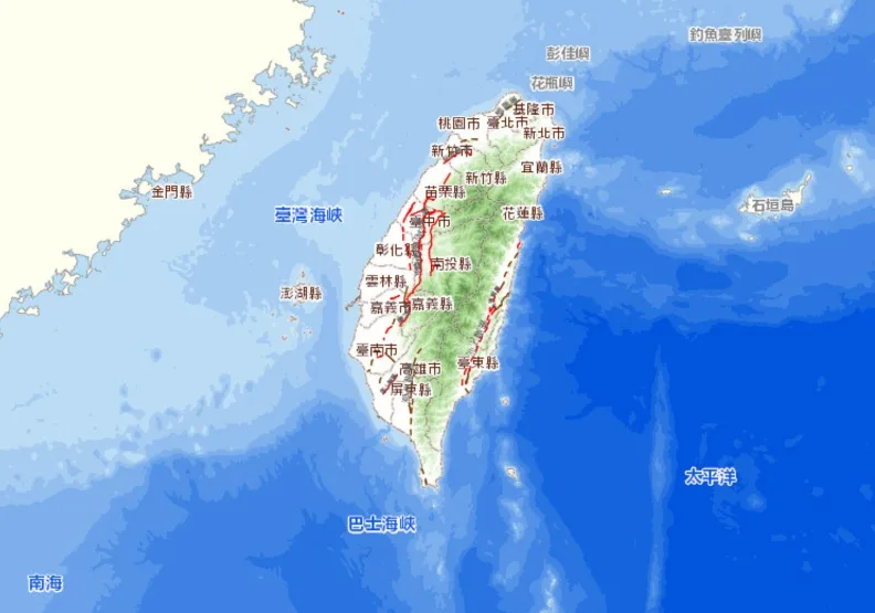 「經濟部中央地質調查所 臺灣活動斷層分布」網站截圖