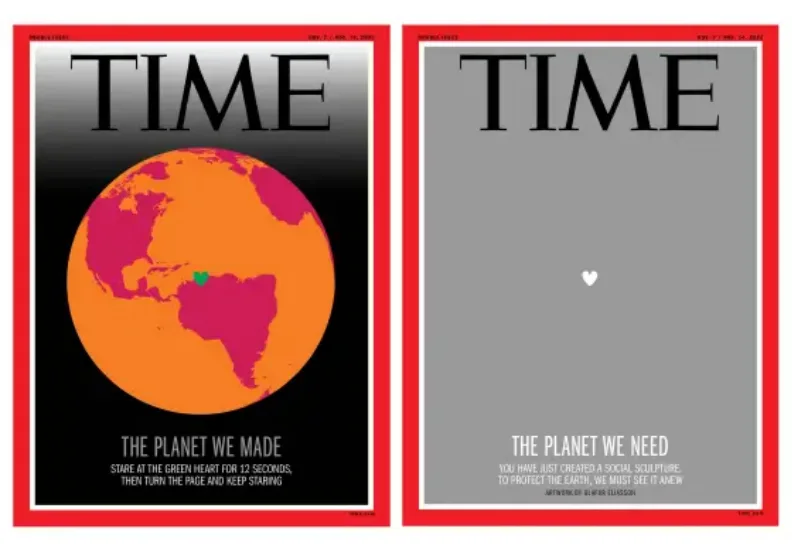 《Time》雜誌最新封面，傳達「用心注視地球」理念。圖片來源：TIME