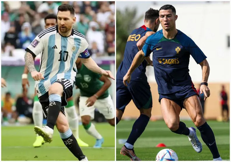 圖／阿根廷球王梅西（左）、葡萄牙隊球星C羅（右）。取自FIFA官網、@Cristiano