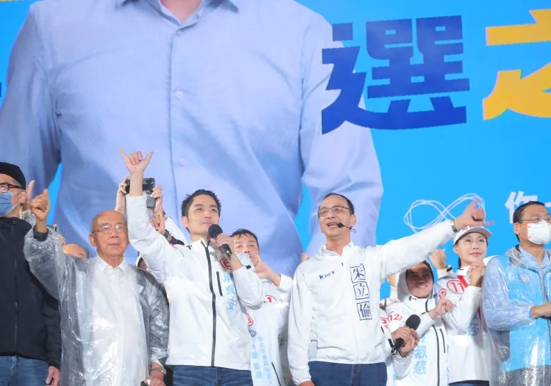 圖／國民黨黨主席朱立倫針對成功拿下四都的好成績發表感言。黃菁慧攝
