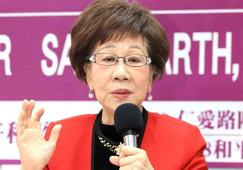 圖／前副總統呂秀蓮上午舉行記者會，提出「台灣拒當第二個烏克蘭」訴求。聯合新聞網提供