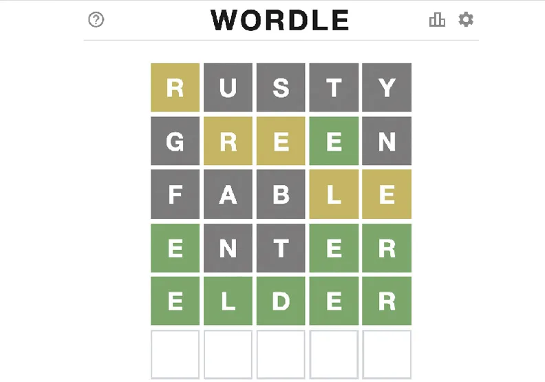 《紐約時報》買遊戲新創Wordle已滿一年。擷取自Wordle遊戲