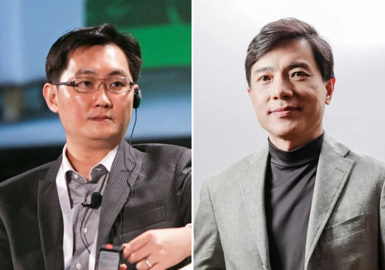騰訊董事會主席馬化騰、百度董事長李彥宏。Flickr by TechCrunch、百度提供