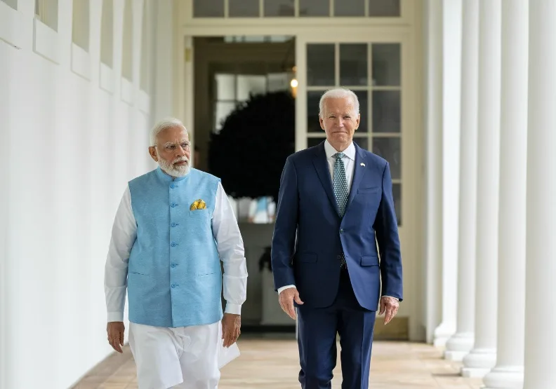 印度總理莫迪（Narendra Modi）近日訪美，美印關係大幅升溫。取自@POTUS twitter