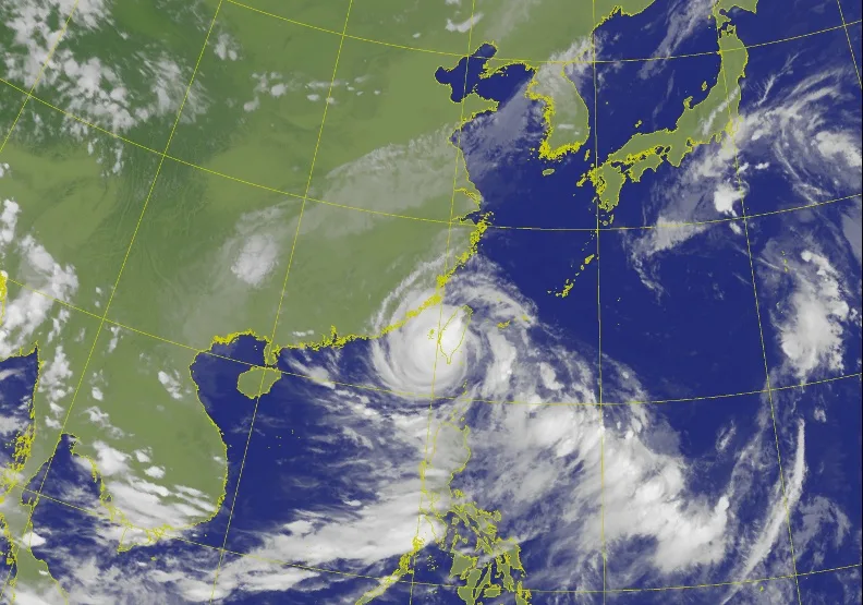 颱風海葵來襲，已經在今（3）日下午3點40分在台東東河登陸。取自中央氣象局。