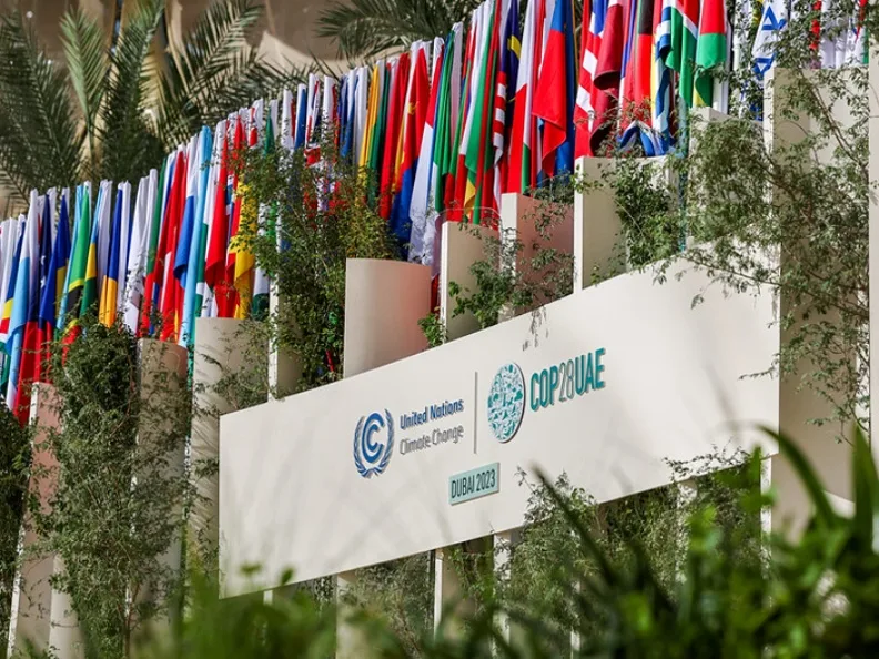 Cop28在杜拜世博城盛大開幕，場內分為大會主場「藍區」，以及所有參加者都可以進入的「綠區」。此為示意圖。flickr by UNclimatechange