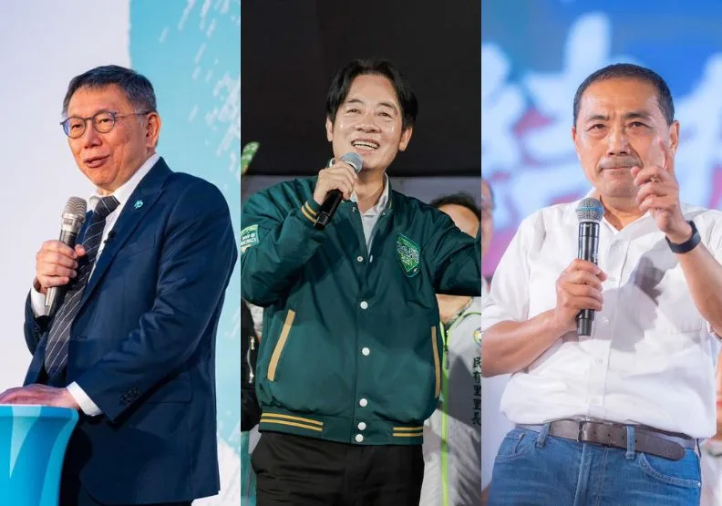 民眾黨「柯盈配」抽中1號，民進黨「賴蕭配」抽中2號，國民黨「侯康配」抽中3號。取自各候選人臉書