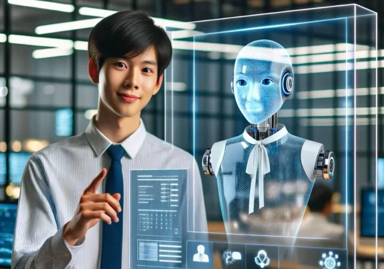 名為「HelperAI」的AI代理人服務，打造的是一個以生成式AI技術為核心的生產力平台。圖由OpenAI的DALL•E製作。HelperAI製作
