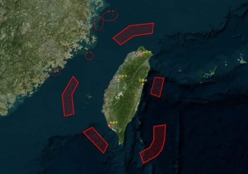 「聯合利劍—2024A」演習區域示意圖。取自微信公眾號@東部戰區