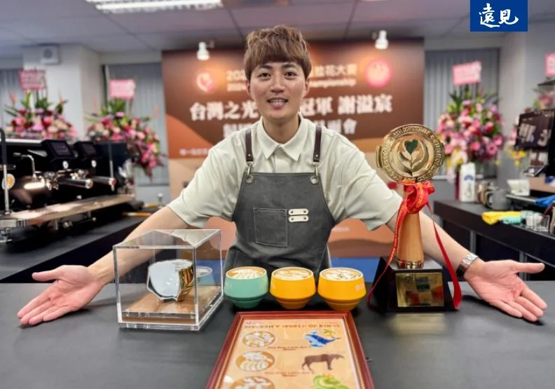 現年28歲的謝溢宸為台灣拿下第一面WCC世界拉花大賽冠軍。吳婉瑜攝