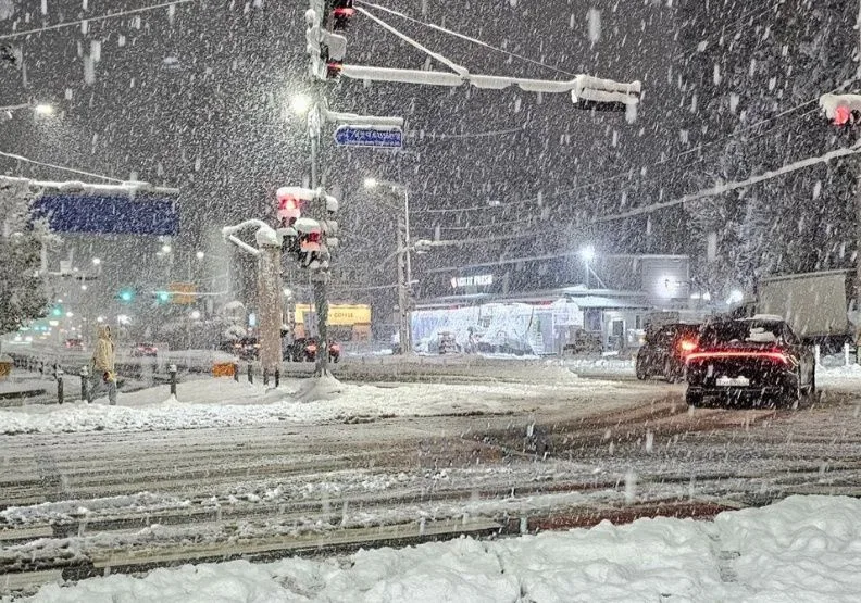 韓國日前遭遇到史上最強的11月降雪。X by@miimiicookies