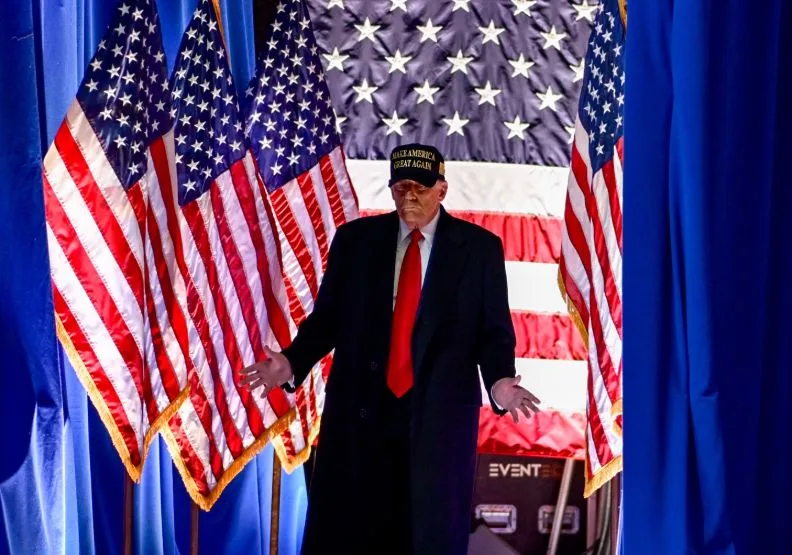 美國總統川普一回任，就宣稱要對台灣晶片課徵百分百關稅。取自FB@Donald J. Trump