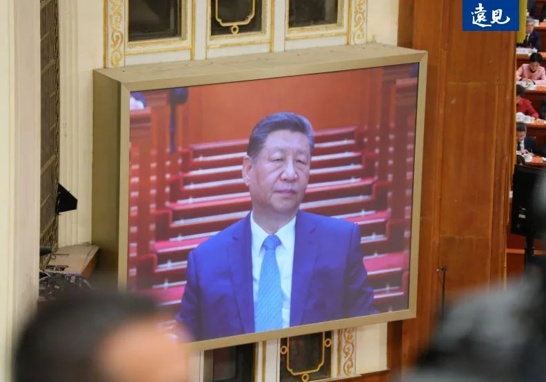 2025年中國兩會「政府工作報告」中，習近平政府對台政策顯示出對台態度的強硬轉變。蘇義傑攝