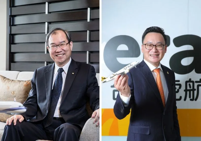 現任華航總經理高星潢（左）出任華航董事長，台灣虎航董事長陳漢銘（右）擔任總經理。左：取自華航官網，右：《遠見》黃菁慧攝
