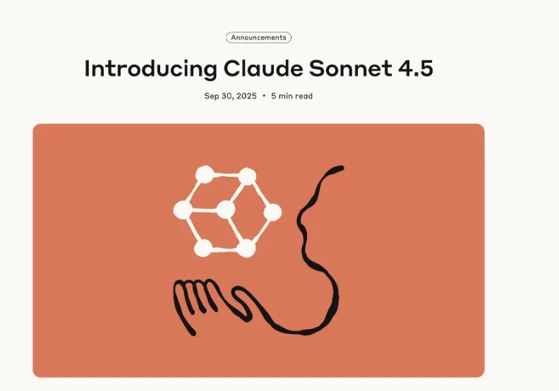 Anthropic釋出Claude Sonnet 4.5，依然將重點放在寫程式能力。取自Anthropic官網