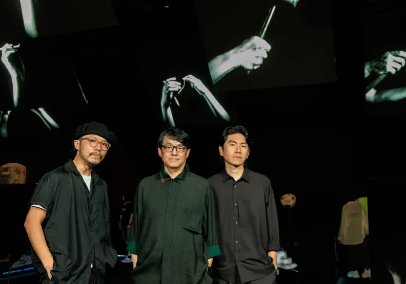 鹿港展區「殿氣現場」由方序中（左起）、林強、梁浩軒等人共同策劃。