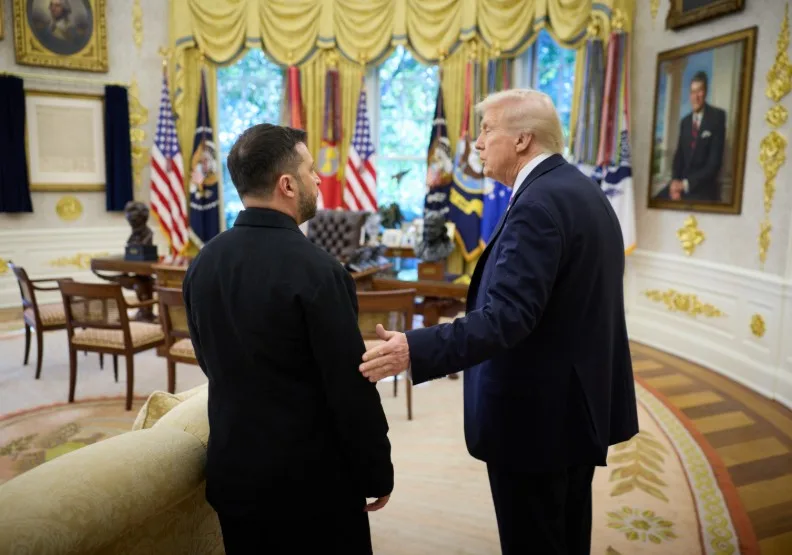 川普與澤倫斯基17日在白宮會談。取自X@ZelenskyyUa