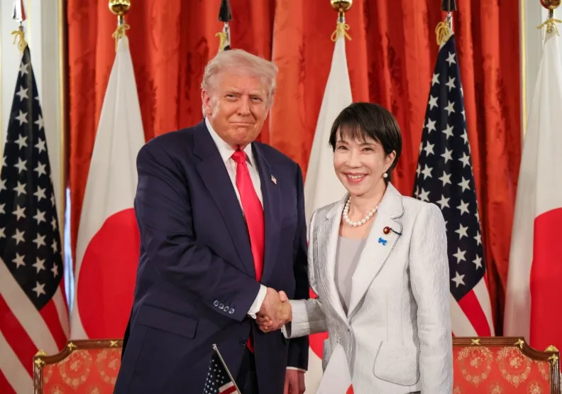 美國總統川普、日本首相高市早苗進行會晤。取自X@kantei
