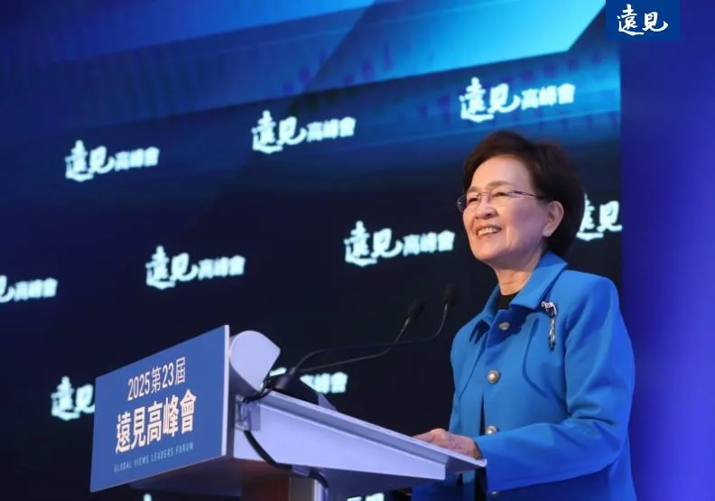 遠見．天下文化事業群發行人王力行發表閉幕結語，期許遠見高峰會成為「觀察世界的窗口」。張智傑攝