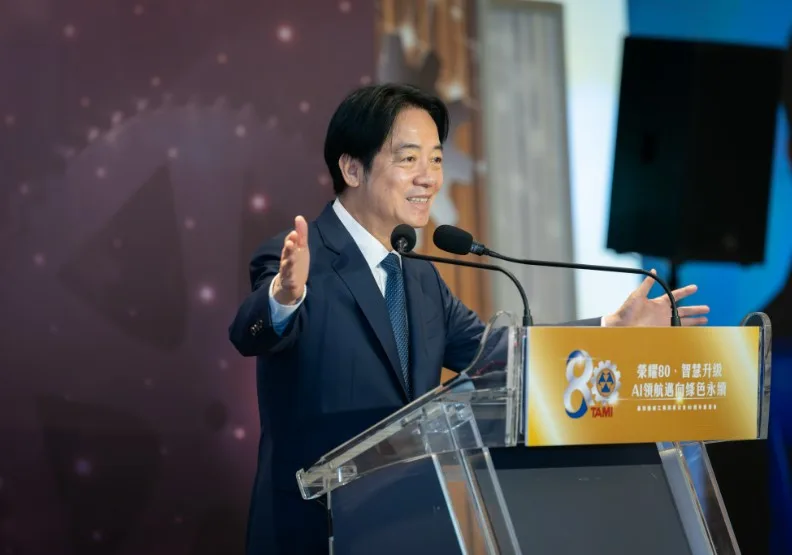 賴清德喊話機械業轉向國防工業，「大家一起來報國」。總統府提供