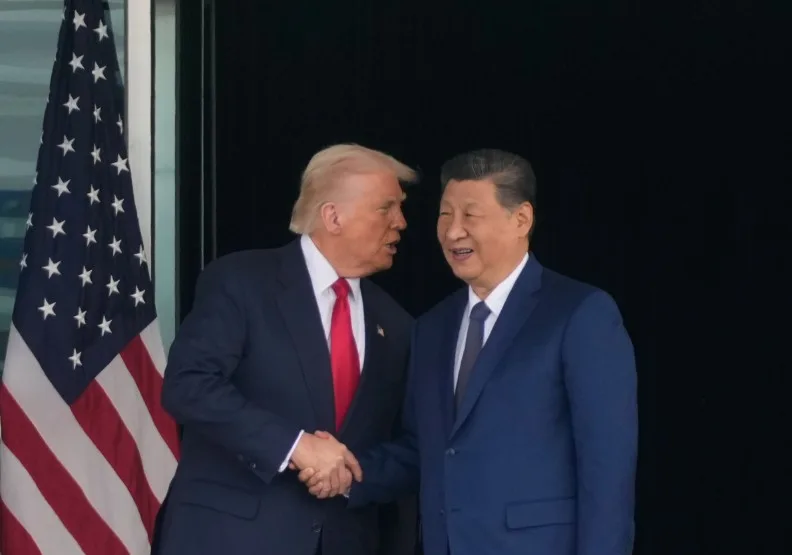 據報導，美國總統川普（左）預計於4月初訪問中國，屆時他與中國國家主席習近平（右）將在北京會面。達志影像