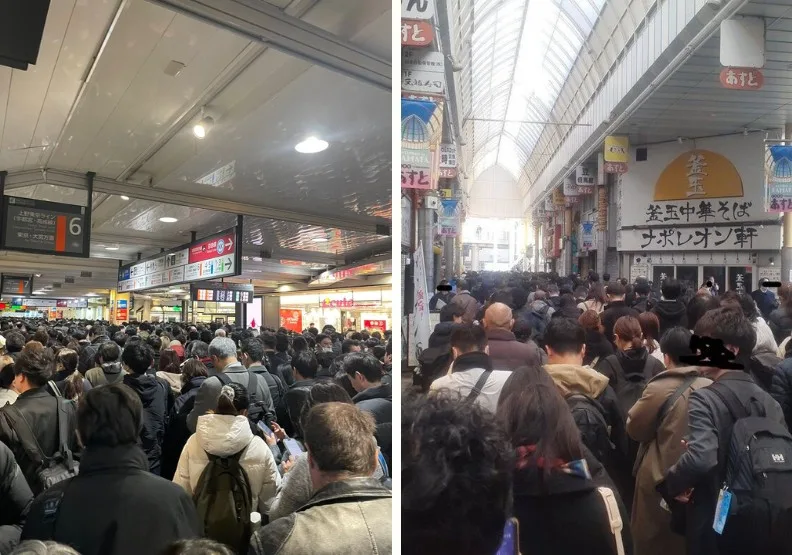 JR東日本16日因停電一度停駛，連帶周邊路線陷入混亂。取自X「災害火災画像速報ニュース」