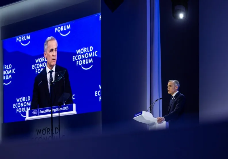 卡尼於20日在瑞士達沃斯（Davos）舉行的「世界經濟論壇」（WEF）上發表演說。Flickr by World Economic Forum