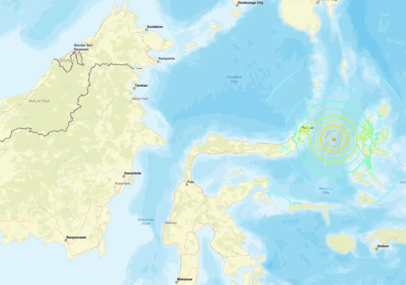 美國地質調查所（USGS）表示，印尼東部外海今天發生規模7.4強烈地震。取自usgs官網