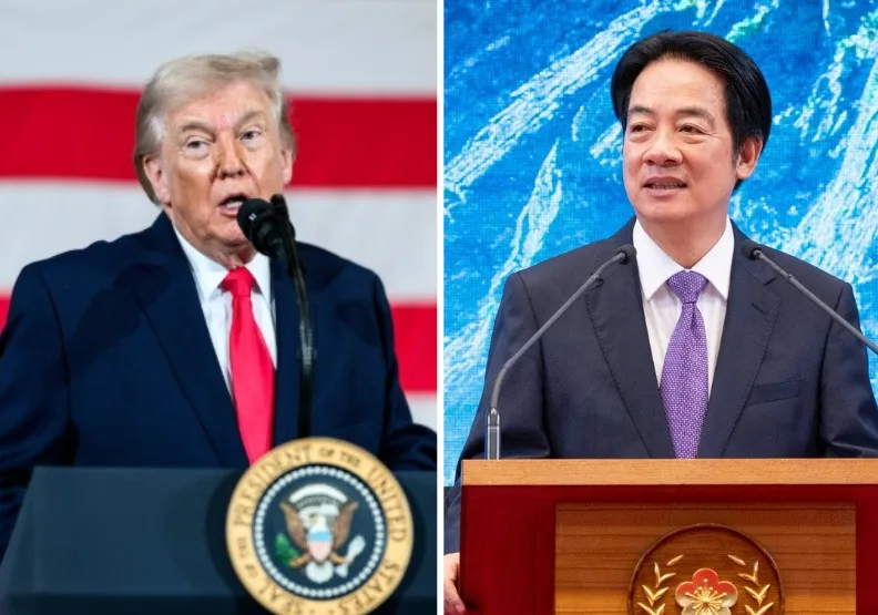 美國總統川普一週內兩度公開提及，將就軍售與台灣總統談話。左：Flickr by The White House；右：總統府提供，遠見編輯部製圖