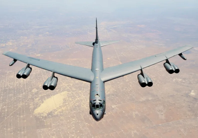 B-52同溫層堡壘轟炸機。資料照非當事畫面，wikimedia commons